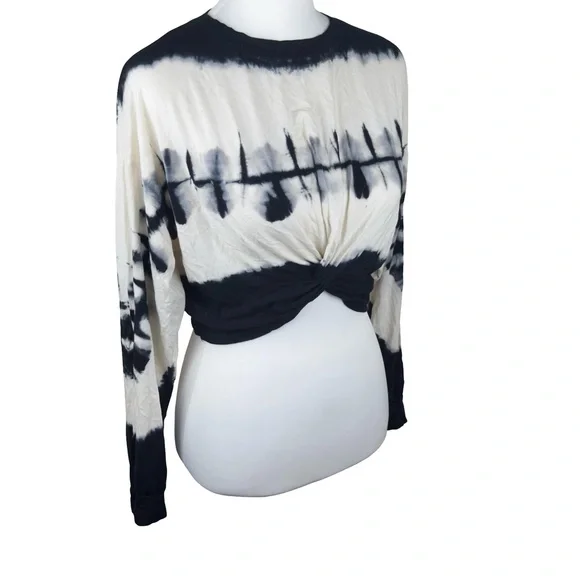 Mono B Tie Dye Twist Front Long Sleeve Crop Top Size Medium - Picture 3 of 8
